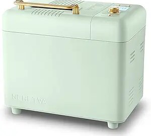 Neretva Bread Maker Machine, 15-in-1 2LB Automatic Breadmaker with Gluten Free Sourdough Setting, Auto Nut Dispenser (Mint Green)