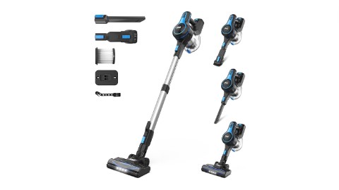 INSE Cordless Vacuum Cleaner, 6-in-1 Rechargeable Stick Vacuum with 2200 m-A-h Battery, Powerful Lightweight Cordless Vacuum Cleaner