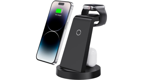 3 in 1 Charging Station for iPhone, Wireless Charger for iPhone 15 14 13 12 11 X Pro Max & Apple Watch - Charging Stand Dock for AirPods