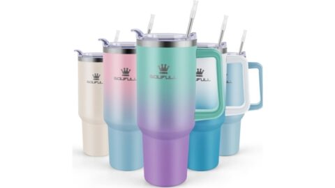 40 oz Tumbler with Handle and Straw Lid, 100% Leak-proof Travel Coffee Mug, Stainless Steel Insulated Cup