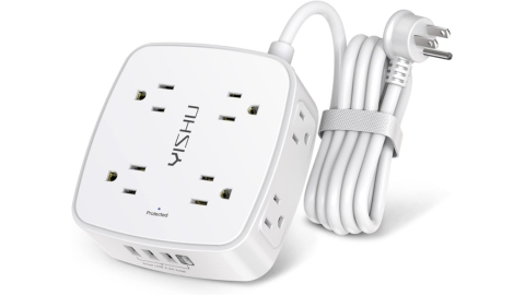 6 Ft Surge Protector Power Strip - 8 Widely Outlets with 4 USB Ports, 3 Side Outlet Extender with 6 Feet Extension Cord