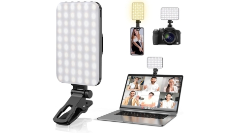ANAUTIN Selfie Light, 60 LED 2200mAh Rechargeable Cell Phone Fill Light 7 Modes, 10-Level Brightness, Portable Clip on Light for Phone/Tablet/Laptop, Zoom Call Vlog Makeup TikTok Video Fill Light