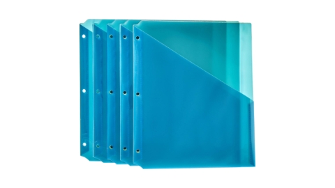 Amazon Basics Binder Organizer Poly Jacket, 3 Hole Punch, Assorted Colors, Pack of 25
