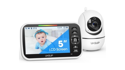Baby Monitor with Camera and Audio - 5” Display Video Baby Monitor with 29 Hour Battery Life, Remote Pan & Tilt, 2X Zoom,Auto Night Vision, 2 Way Talk