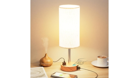 Bedside Table Lamp for Bedroom Nightstand - 3 Way Dimmable Touch Small Lamp USB C Charging Ports