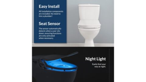 Bio Bidet by Bemis Slim Three Smart Bidet Toilet Seat, Round and White Color with Remote Control
