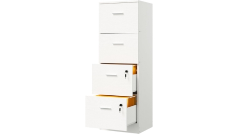 DWVO 4-Drawer File Cabinet with Lock, Filing Cabinet for Letter A4-Sized Files, Upgraded, White