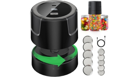 Electric Mason Jar Vacuum Sealer - Vacuum Sealer for Jars, Electric Vacuum Sealer for Mason Jars, Canning Jar Sealer with Regular and Wide Mouth Mason Jars Lids