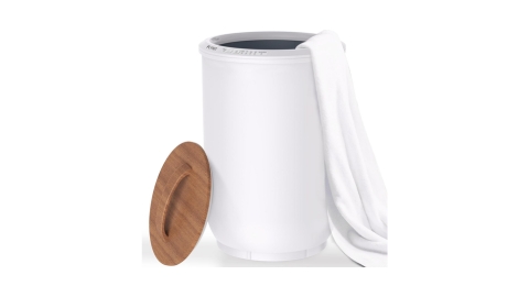 FLYHIT Luxury Towel Warmers for Bathroom - Wooden Lid, Large Towel Warmer Bucket, Auto Shut Off, Fits Up to Two 40"X70" Oversized Towels, Best.