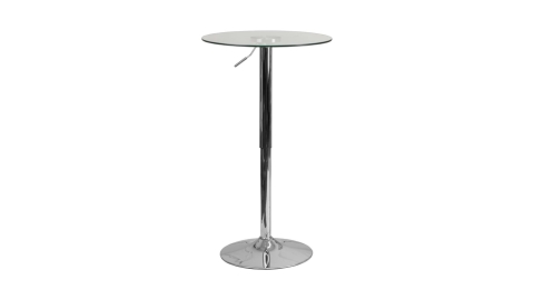 Flash Furniture Chad 23.5'' Round Glass Cocktail Table with Adjustable Height Frame, Adjustable Glass Bar Height Table for Events or Home Use