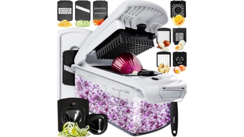 Fullstar Vegetable Chopper - Spiralizer Vegetable Slicer - Onion Chopper with Container - Pro Food Chopper - Slicer Dicer Cutter