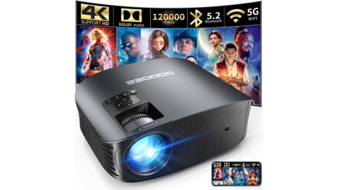 GooDee Projector 4K With WiFi And Bluetooth Supported, FHD 1080P Mini Projector For Outdoor Moives, 5G Video Projector For Home Theater Dolby Audio Zoom