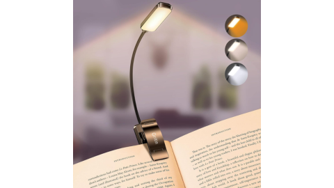 Gritin 9 LED Rechargeable Book Light for Reading in Bed - Eye Caring 3 Color Temperatures,Stepless Dimming Brightness