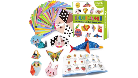 Hapray Origami Kit 144 sheets Origami Paper for Kids 72 Patterns with Craft Guiding Book