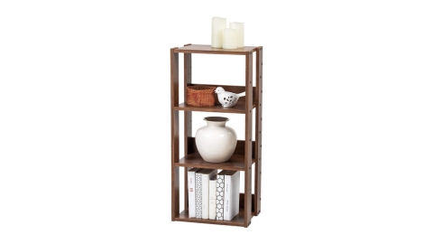 IRIS Mado 3-Shelf Open Wood Shelving Unit, Brown