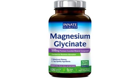 Innate Vitality Magnesium Glycinate 500mg, 70mg Elemental Magnesium per Cap, High Absorption, Non-GMO No Gluten, Nerve, Muscle, Bone, Heart Health