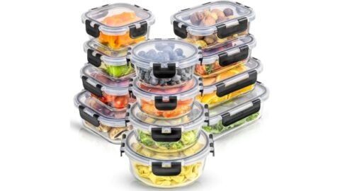 JoyJolt JoyFul 24pc(12 Airtight, Freezer Safe Food Containers and 12 Lids), Pantry Kitchen Containers