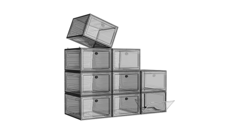 Large Clear Shoe Boxes Organizer【Thicker Material】Stronger Shoe Box with Magnetic Door, Stackable Shoe Storage Box for Closet, Foldable Space-Saving Storage