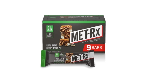 MET-Rx Big 100 Colossal Crispy Apple Pie Protein Bars - Pack of 9 | 32g Protein, Meal Replacement Bar | Pre & Post-Workout | High Protein