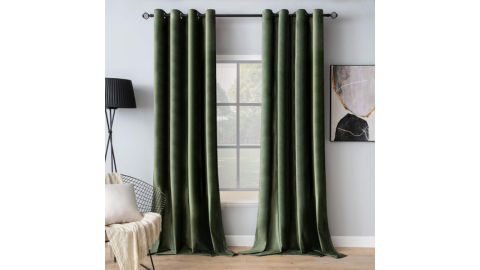 MIULEE Velvet Curtains Olive Green Elegant Grommet Curtains Thermal Insulated Soundproof Room Darkening Curtains/Drapes for Classical Living Room Bedroom