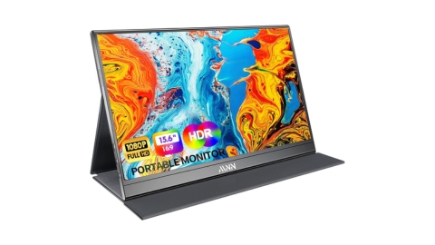 MNN Portable Monitor 15.6inch FHD 1080P USB C HDMI Gaming Ultra-Slim IPS Display w/Smart Cover & Speakers,HDR Plug&Play, External Monitor for Laptop