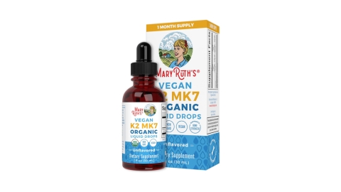 MaryRuth's USDA Organic Vitamin Liquid Drop for Adults and Kids | 100 mcg K2 MK7 Per Serving + MCT Oil | Vegan K2 Vitamin for Bone