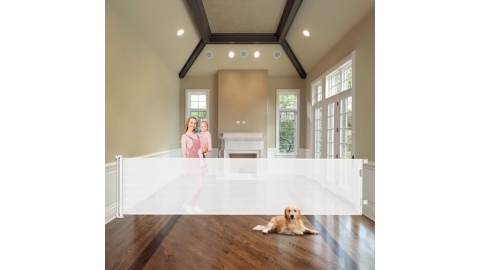 Mom's Choice Awards Winner - WOMHOM 100 Inch Extra Wide Retractable Baby Gates Extra Wide Baby gate for Large Opening Extra Long Dog Gates for The House