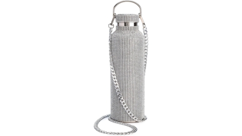 Paris Hilton Diamond Bling Water Bottle With Lid And Removable Carrying Strap, Stainless Steel Vacuum Insulated, Bedazzled With Over 5000 Rhinestones