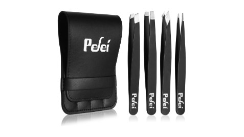 Pefei Tweezers Set - Professional Stainless Steel Tweezers for Eyebrows - Great Precision for Facial Hair