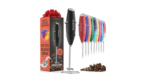 Powerful Handheld Milk Frother, Mini Milk Frother Wand, Battery Operated Stainless Steel Drink Mixer - Milk Frother Stand for Milk Coffee
