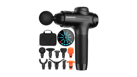 RAEMAO Massage Gun Deep Tissue, Back Massage Gun for Athletes for Pain Relief Attaching 10 PCS Specialized Replacement Heads, Percussion Massager