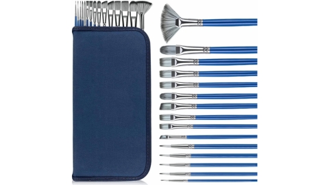 Rosmax Artist Paint Brushes-Nylon Hair and 15 Different Sizes for Acrylic Painting,Oil,Watercolor,Fabric-Great for Kids Adult Drawing Arts Crafts Supplies