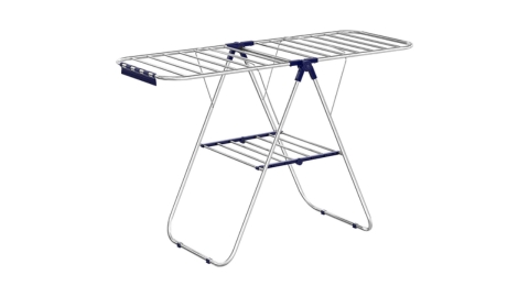 SONGMICS Clothes Drying Rack, with Bonus Sock Clips, Stainless Steel Gullwing Space-Saving Laundry Rack, Foldable for Easy Storage, Silver