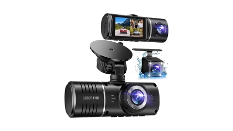 SUVCON Dash Cam, 3 Channel Dash Cam, 1080P Dash Cam Front and Inside, Triple Dash Cam, Dash Camera with 32GB Card, HDR, G-Sensor, 24Hr Parking, Loop Recording