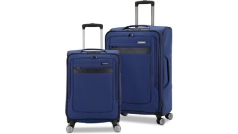 Samsonite Ascella 3.0 Softside Expandable Luggage with Spinners, Sapphire Blue, 2PC SET (Carry-on/Medium)