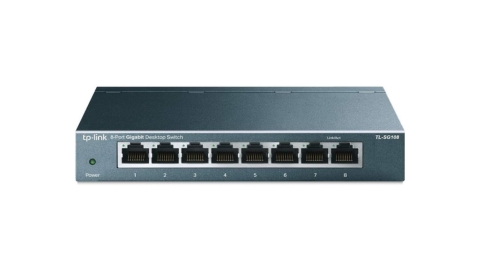 TP-Link TL-SG108 8 Port Gigabit Unmanaged Ethernet Network Switch, Ethernet Splitter Plug & Play Fanless Metal Design Shielded Ports Traffic Optimization