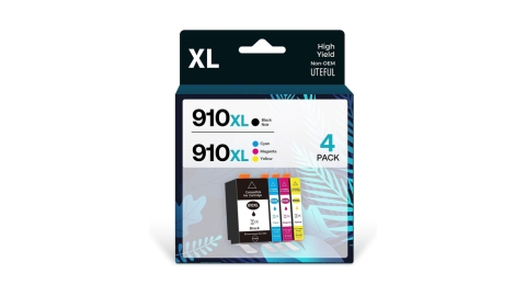 UTEFUL 910XL Ink Cartridges Combo Pack Compatible for HP 910 XL Work with HP OfficeJet 8010 8015 8018 8022 OfficeJet Pro 8020 8025 8028 8035