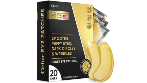 Under Eye Patches (20 Pairs) - Golden Eye Mask with Amino Acid & Collagen, Cooling Eye Care for Wrinkles, Puffy Eyes & Dark Circles, Brighteninga