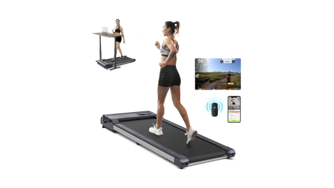 Walking Pad Treadmill, Walking Pad with Incline, [Voice Controlled] Smart Under Desk Treadmill Works with ZWIFT KINOMAP WELLFIT Apps