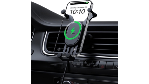 Wireless Car Charger, Baseus 15W Fast Charging Phone Mount for Car Vent, Car Phone Holder with Enlarged Charging Coil for iPhone