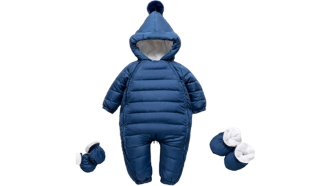 Y·J Back home Waterproof Down Filled Baby Snowsuit Fleece Lined Light Weight-with Gloves&Shoes