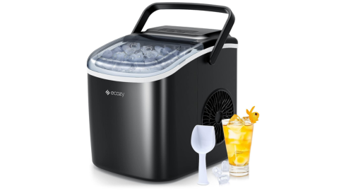 ecozy Portable Countertop Ice Maker - 9 Ice Cubes in 6 Minutes, 26 lbs Daily Output, Self-Cleaning with Ice Bags, Scoop, and Basket for Kitchen, Office