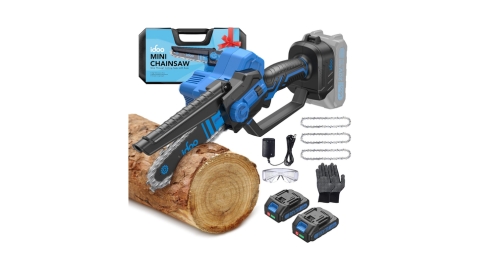 iDOO Cordless Mini Chainsaw, 6inch Electric Handheld Chainsaw, 2000mAH Battery Powered Hand Chain saw Gardening Tools for Yard Tree Trimming Wood Pruning