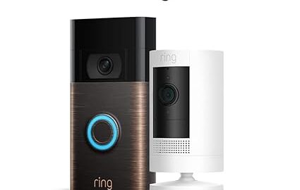 Ring Video Doorbell, Venetian Bronze Bundle with Ring Stick Up Cam Battery