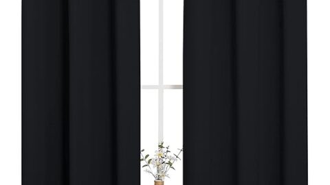 NICETOWN Halloween Pitch Black Solid Thermal Insulated Grommet Blackout Curtains