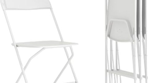 Flash Furniture Hercules Series Plastic Folding Chair - White - 4 Pack