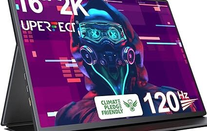 UPERFECT 2K 120Hz Portable Gaming Monitor, 16" 2560x1600 QHD Portable Monitor