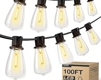 addlon 100FT(50FT*2) LED Outdoor String Lights Waterproof Patio Light