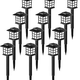 GIGALUMI Solar Outdoor Lights,12 Pack LED Solar Lights Outdoor Waterproof