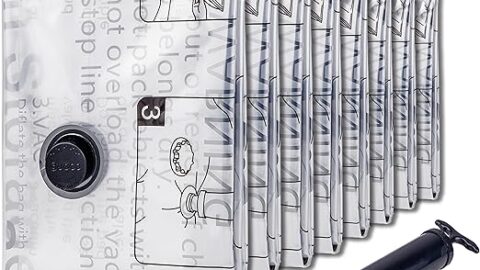 SUOCO 8 Jumbo Vacuum Storage Bags, Space Saver Bags with Travel Hand Pump